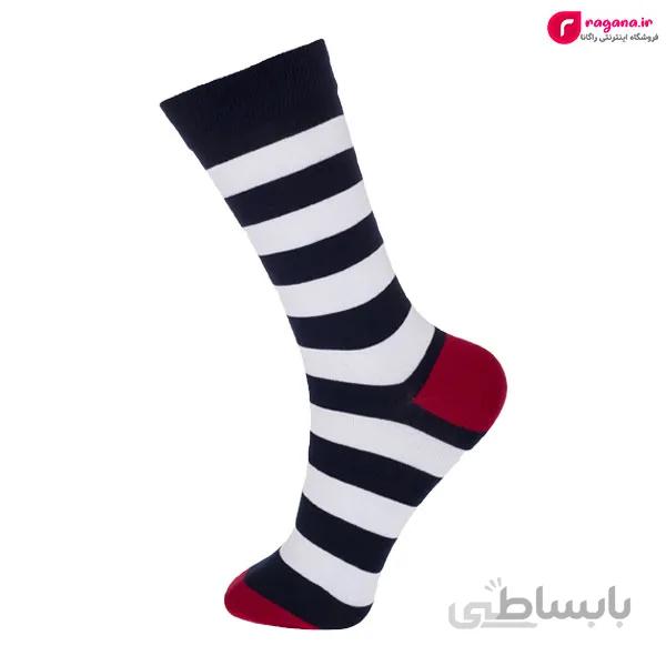 جوراب مردانه ساق بلند طرح راه راه کد R215346