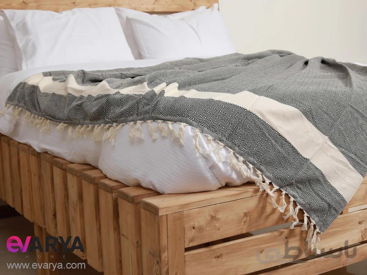 روتختی پیکه طرح Diamond برند Fringe Home سایز دو نفره رنگ مشکی 240×200