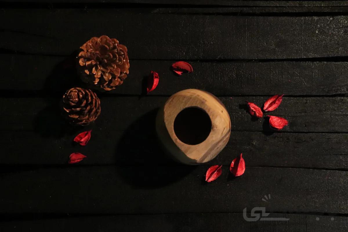گلدان لبه پوستی چوبی