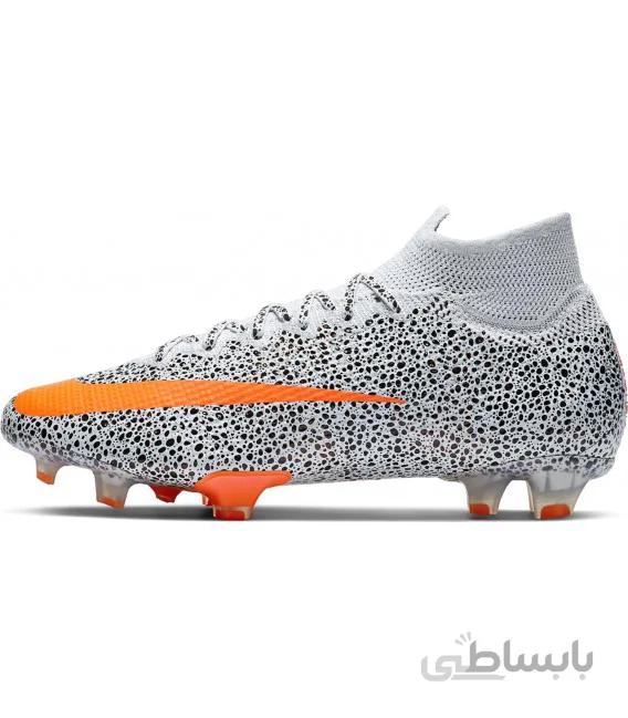کفش فوتبال نایک مرکوریال سوپرفلای Nike Mercurial Superfly VII Elite CR7 Safari FG White Black Orange