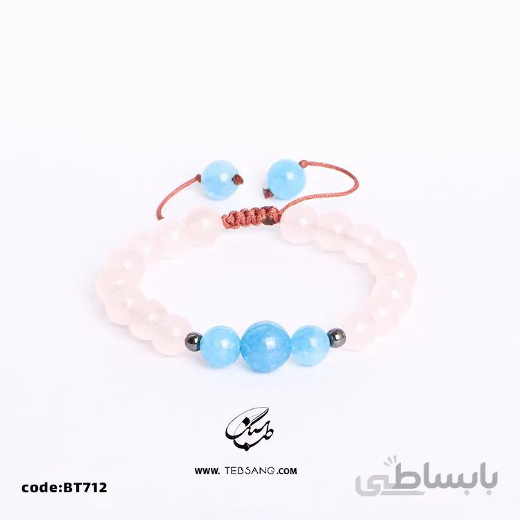 دستبند سنگ آکوآمارین، رزکوارتز، حدید کد BT-720