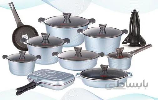 سرویس قابلمه گرانیتی 30 پارچه کاندید مدل اوشن نقره ابی