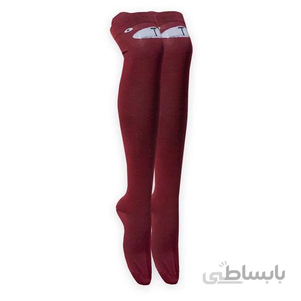جوراب خرسی زنانه بالا زانوی زرشکی کد PH151
