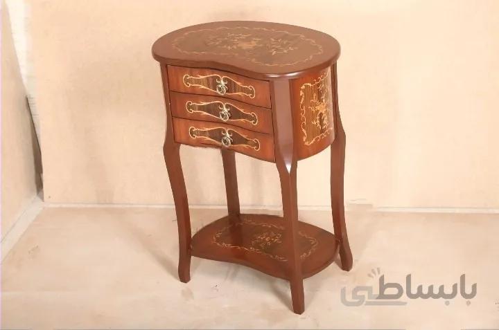 میز تلفن معرق سه کشو قلوه ای کد ۱۰۲۲۶۷