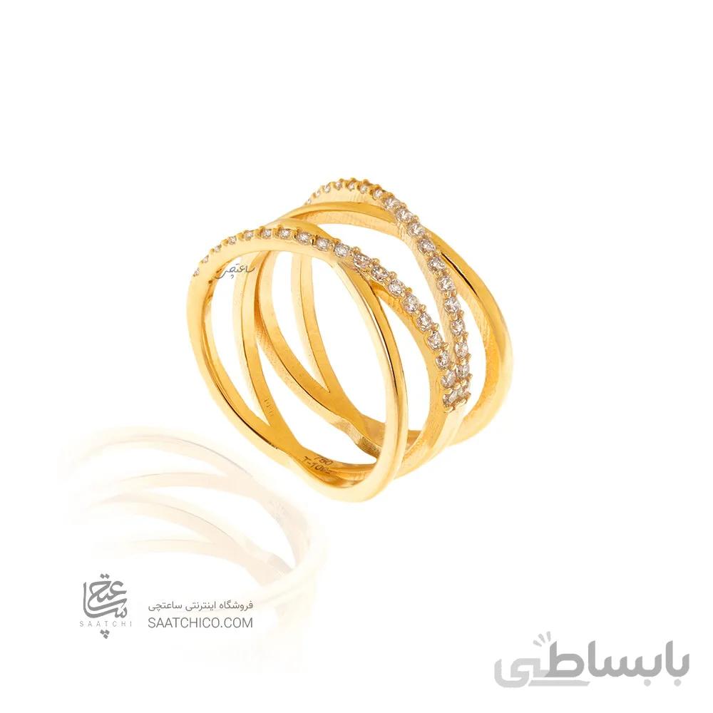 انگشتر طلا طرح ضربدری ساده و نگیندار کد CR570