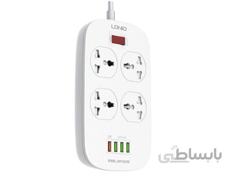 چند راهی ۴ خانه برق LDNIO SC4407 2m + شارژر ۴Port USB QC 3.0