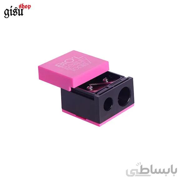 مداد تراش ارایشی دوقلو درب دار با پاک کننده تیغه BIOL