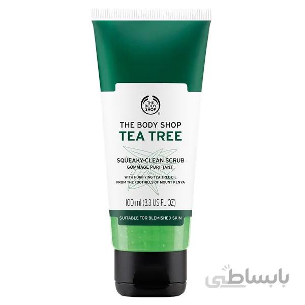 اسکراب لایه بردار پوست بادی شاپ مدل تی تری | مخصوص پوست چرب و جوش دار | ۱۰۰ میل ا The Body Shop Tea Tree Squeaky Clean Scrub 100ml