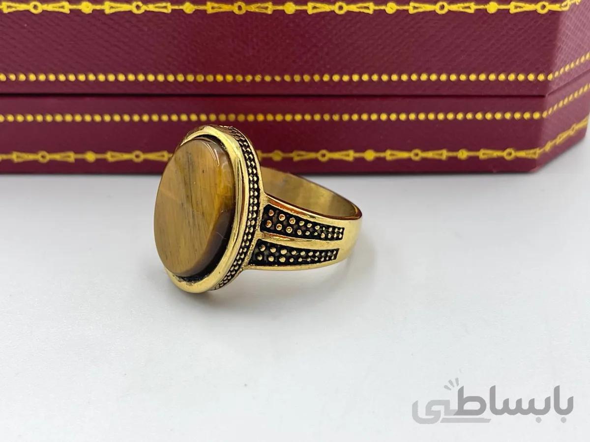 انگشتر مردانه با سنگ چشم ببر
