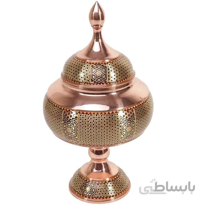 شکلات خوری مسی خاتم کاری ارتفاع 28 سانتی متر کد C-307