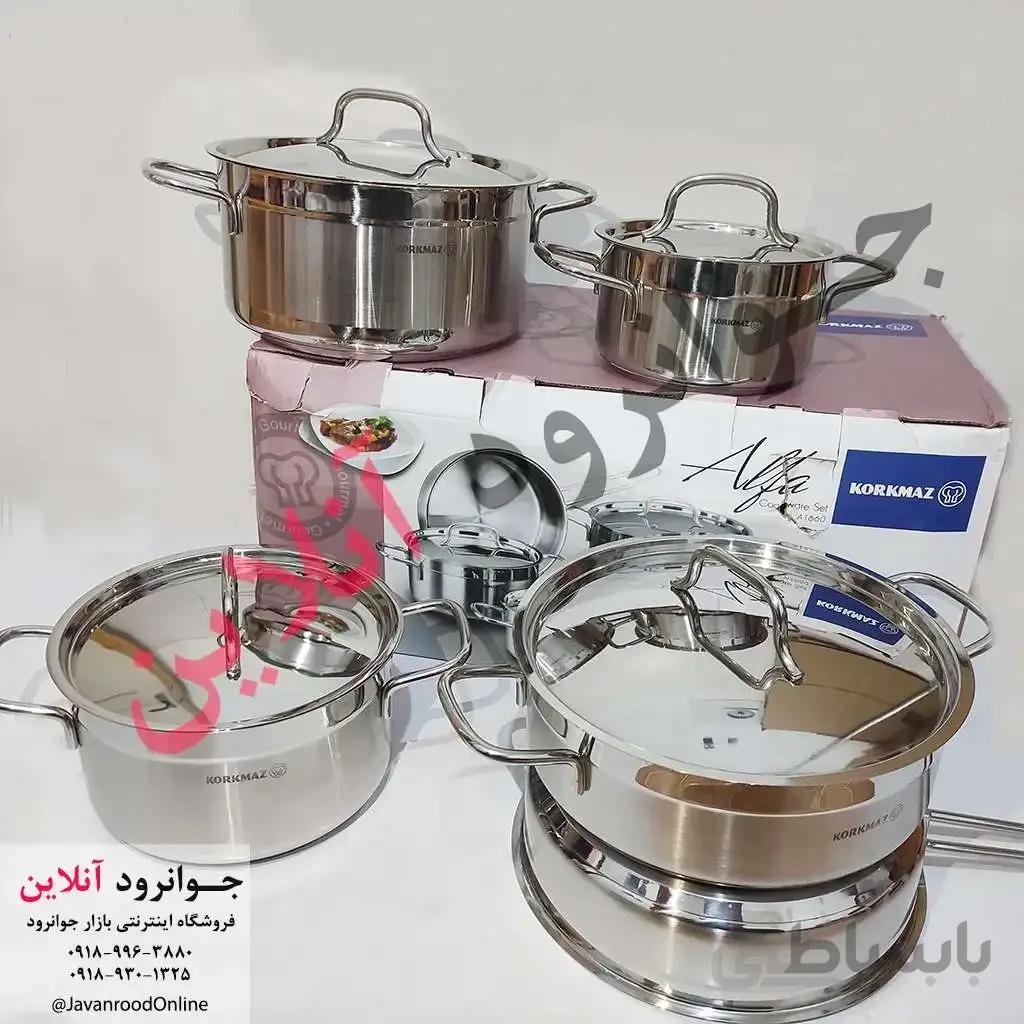 سرویس قابلمه استیل 9 پارچه کرکماز Korkmaz Alfa A1660 — تصویر 1