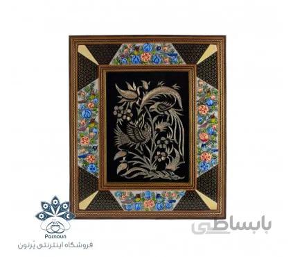 تابلو قلمزنی با قاب خاتم و تذهیب 30 * 36