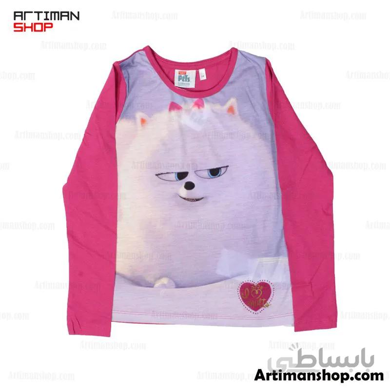 تیشرت آستین بلند دخترانه طرح pets