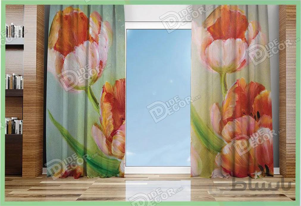 پرده پانچ گل دار کد M 122