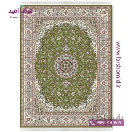 فرش ماشینی 700 شانه 10 رنگ اصل شمس سبز قالی کشمیر