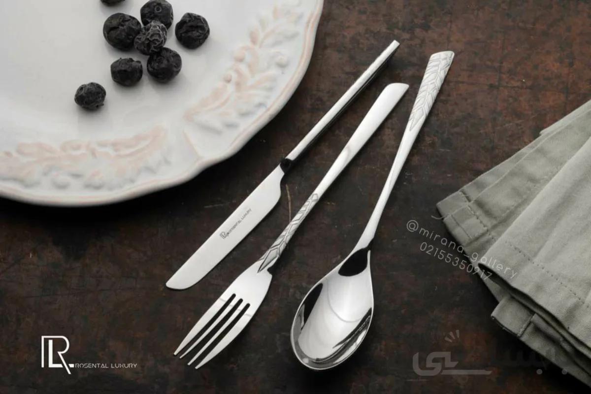 سرویس قاشق و چنگال 30 سیلور مات و براق مدل میا