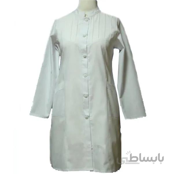 روپوش سفید زنانه سینا مدل یقه ایستاده خطی