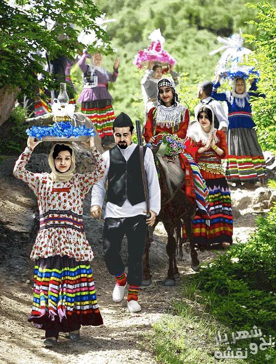 نخ و نقشه بافت تابلو فرش عروسی عشایر کد j-145