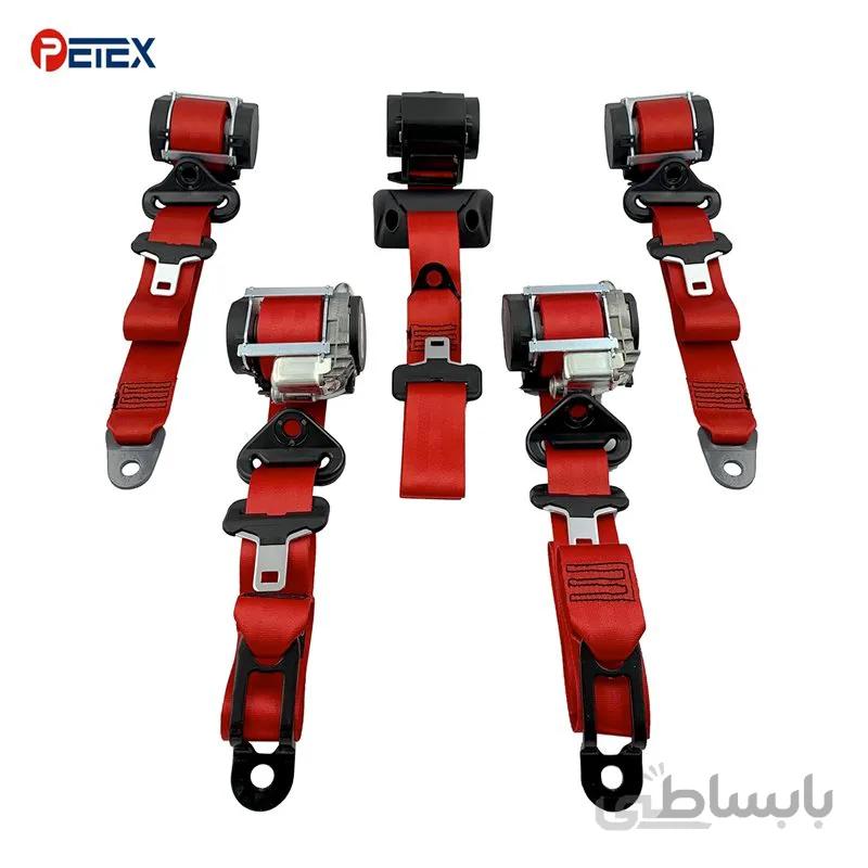 ست کامل کمربند ایمنی ایربگدار پژو ۲۰۷ هاچ بک رنگ قرمز