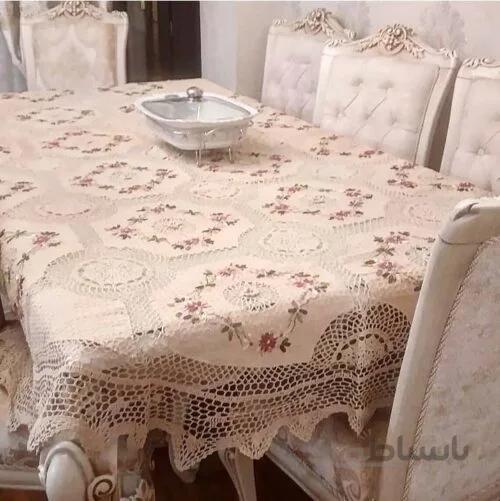 رومیزی 4 نفره نهارخوری قلاب بافی ا romizi gholab bafi