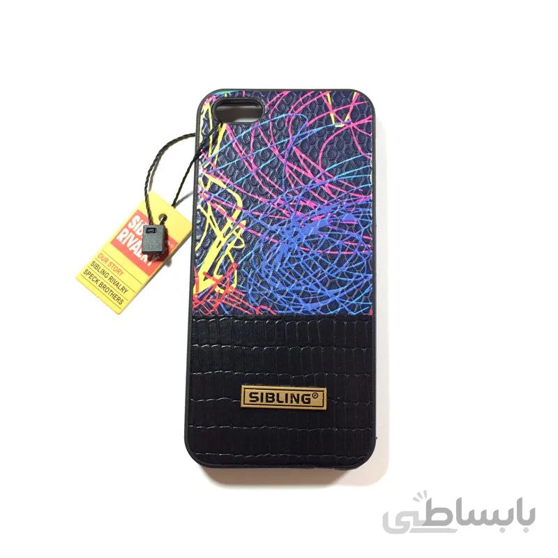 کاور Sibling طرح چرم رنگ مشکی طرح دار مناسب برای گوشی Iphone 5s / se
