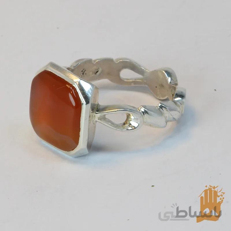 انگشتر صفوی اشکی نگین عقیق سرخ یمنی