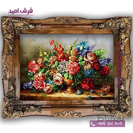 تابلو فرش ماشینی طرح تابلو سبد گل کد 509۲ فرشان