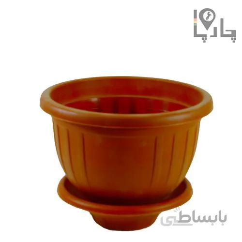 گلدان پلاستیکی گرد رنگ سفالی گل پونه
