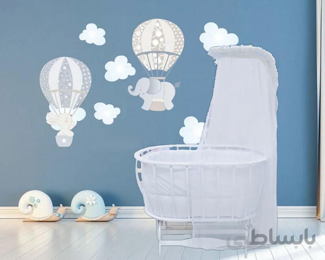 تخت و گهواره چوبی سفید بیضی آنجل لند