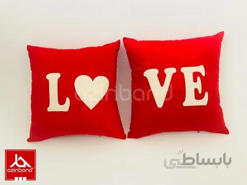 بالش فانتزی love دو تکه قرمز ا بالش فانتزی با پارچه مخملی