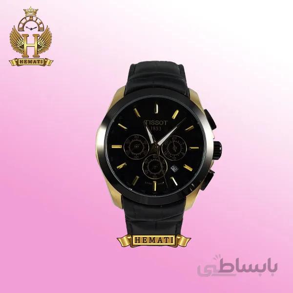 ساعت مردانه تیسوت بند چرم مشکی مدل ۰۳۴G قاب مشکی_طلایی