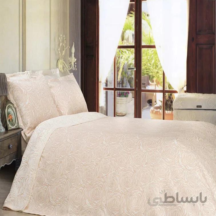 روتختی ژاگارد یکنفره 2تکه رنگ کرم-گلبهی