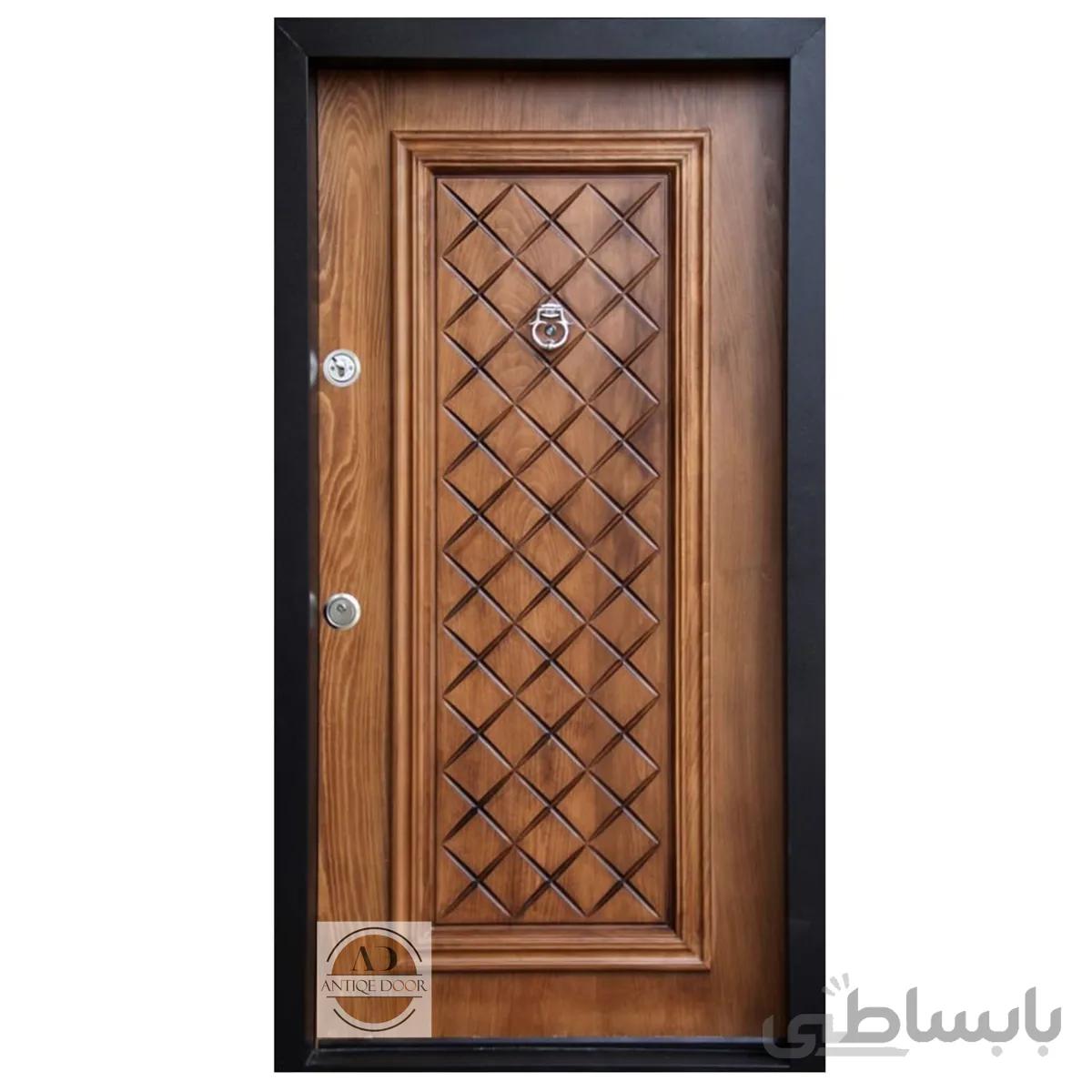 درب ضد سرقت سی گل روکش راش برجسته - 110*210 / راست بازشو