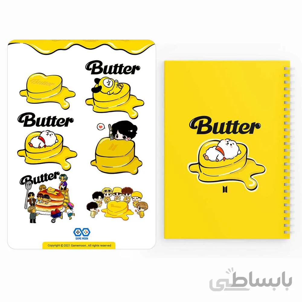دفترچه يادداشت bts butter به همراه مجموعه ٦ عددی استيكر-کد 2034
