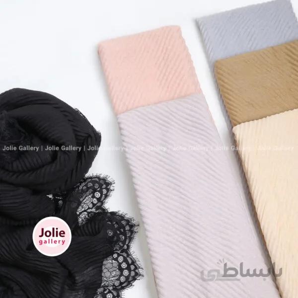 شال پلیسه نخی حاشیه گیپور