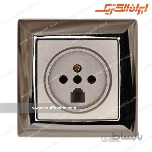 پریز تلفن دوکاره الیزه طرح متال سیلور
