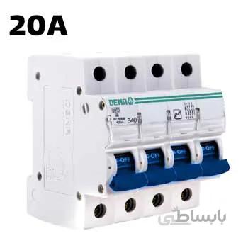 فیوز مینیاتوری سه فاز و نول 20 آمپر دنا الکتریک ا Miniature Circuit Breaker 20A Dena electric