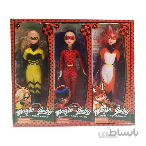 عروسک دختر کفشدوزکی 28 سانتی متری 3 عددی