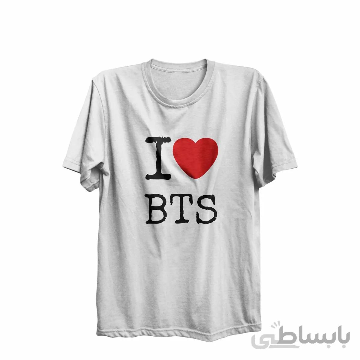 تیشرت یقه گرد سفید طرح گروه موسیقی بی تی اس BTS کد KCT10364