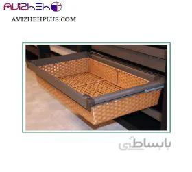 سبد حصیری ریلی داخل کمد رنگ موکا طرح ایتالین سایز 90