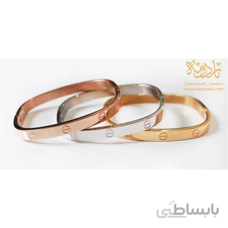 دستبند النگویی استیل کارتیر لاو مربع - سه رنگ