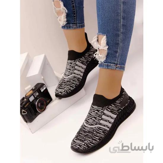 کتونی جورابی ساده مشکی حراجی