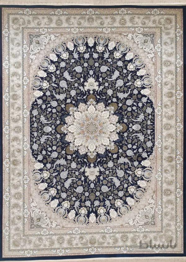 فرش کاشان 1500 شانه کد 15002 سرمه ای