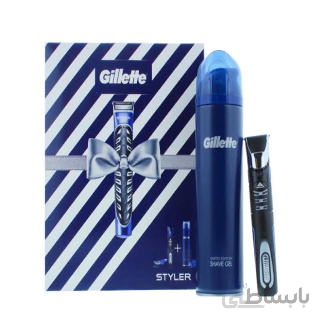 ست ژیلت برقی استایلر مردانه همراه ژل اصلاح 200 میلی Gillette