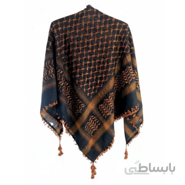 شال عربی منگوله دار رنگ مشکی نارنجی