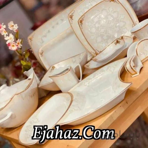 سرویس غذاخوری 12 نفره 105 پارچه چینی پردیس قالب پاریس طرح کاژین طلایی 457B