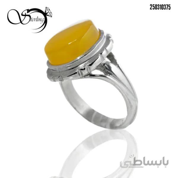 انگشتر نقره با نگین عقیق زرد ( شرف الشمس) کد:۲۵۷۱