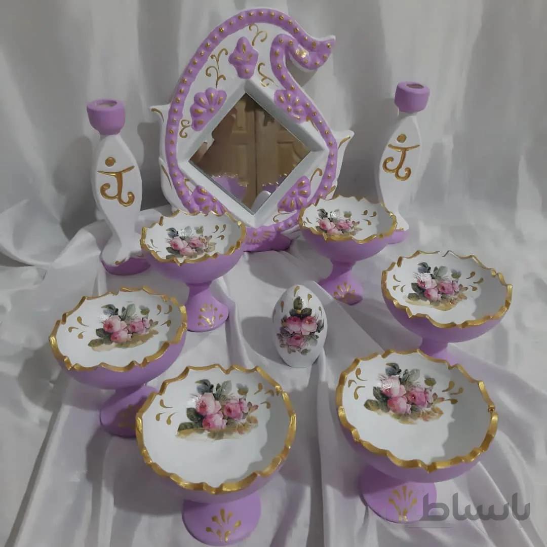 هفت سین تک پایه صورتی سفالی کد ۱۰۱۲۲۱