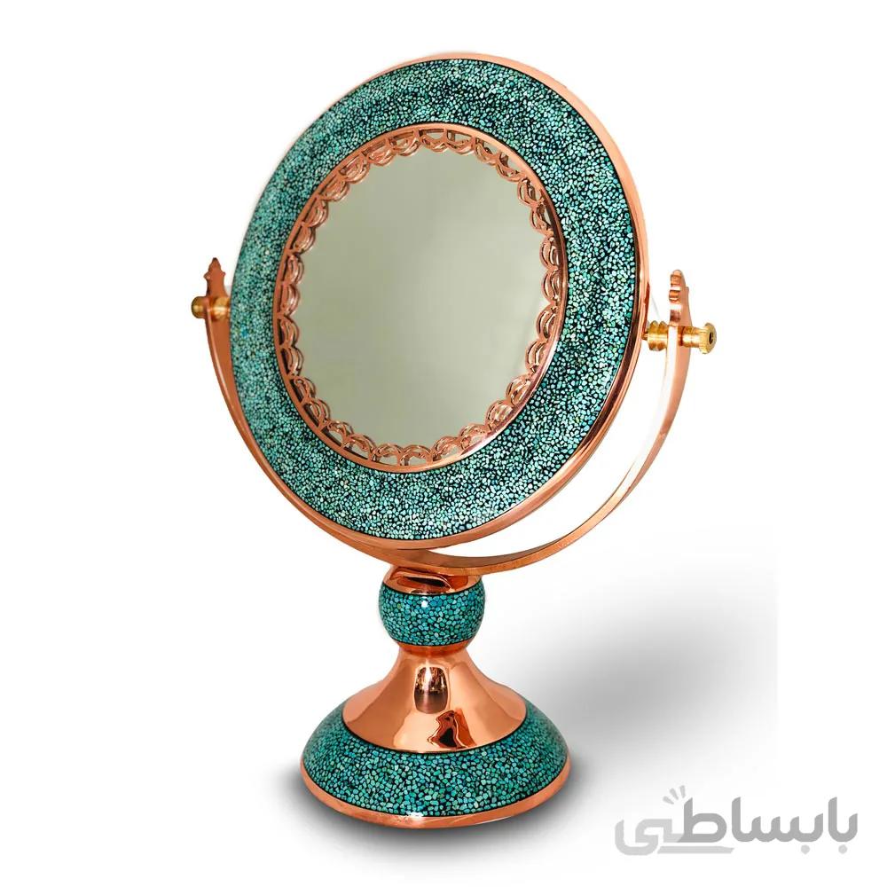 آینه فیروزه کوبی مدل گرد قطر 25 سانتی ا قیمت به شرط خرید تیمی