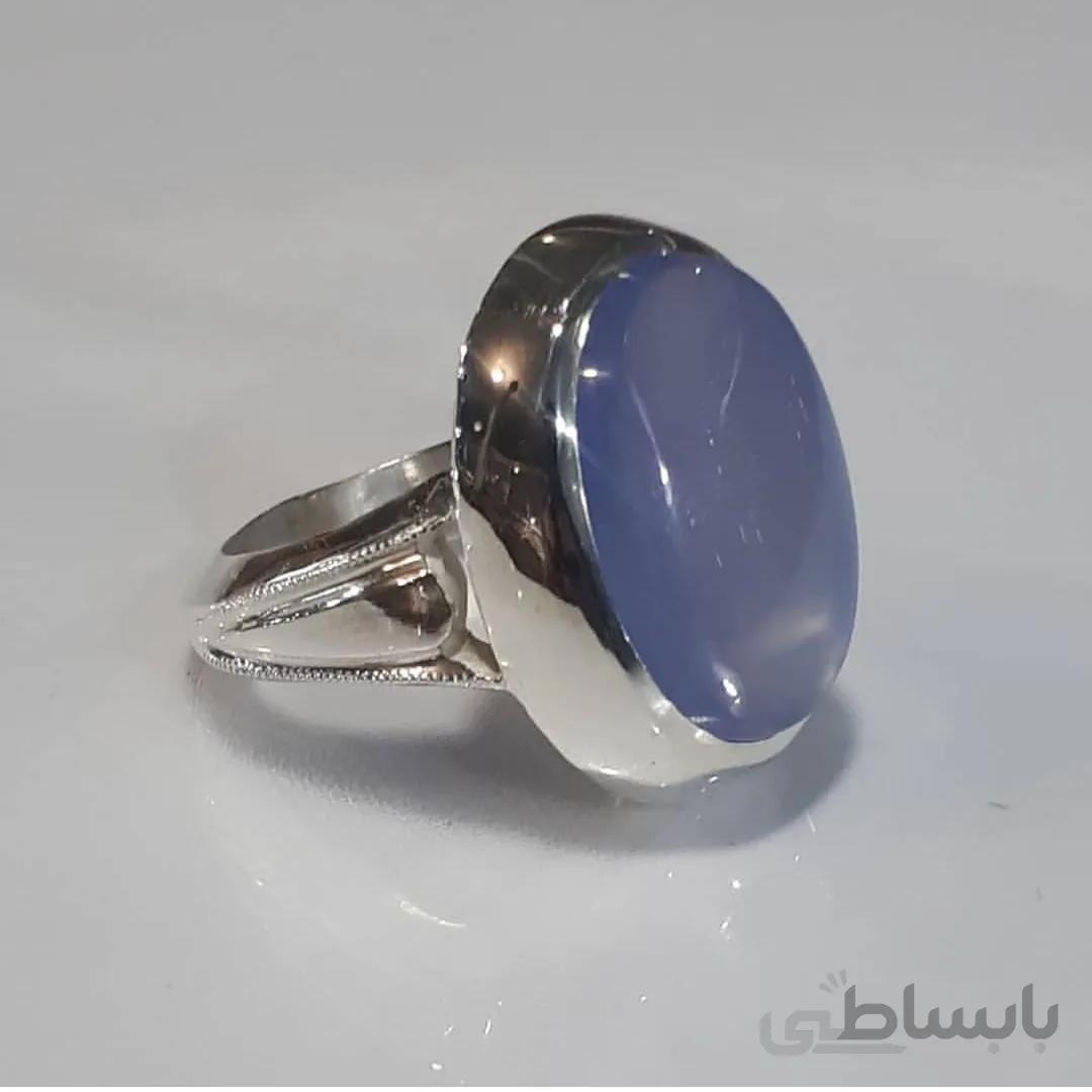 انگشتر نقره با نگین عقیق کبود یمن کد ۱۰۱۱۹۳